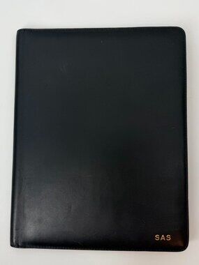 BOSCA USA Made Saddler Black Leather Padfolio Portfolio Folder Monogram SAS